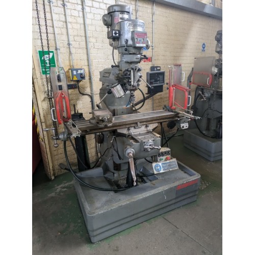 Bridgeport Turret Mill Vari Speed, Power in X, 2 Axis DRO, Table Guard, Lovo Lamp, Coolant. Ex 