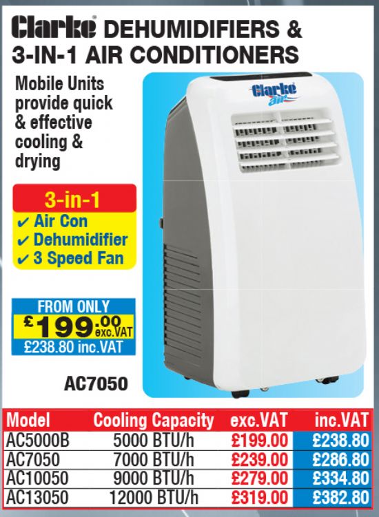 Clarke Dehumidifiers & 3-in-1 Air Conditioners