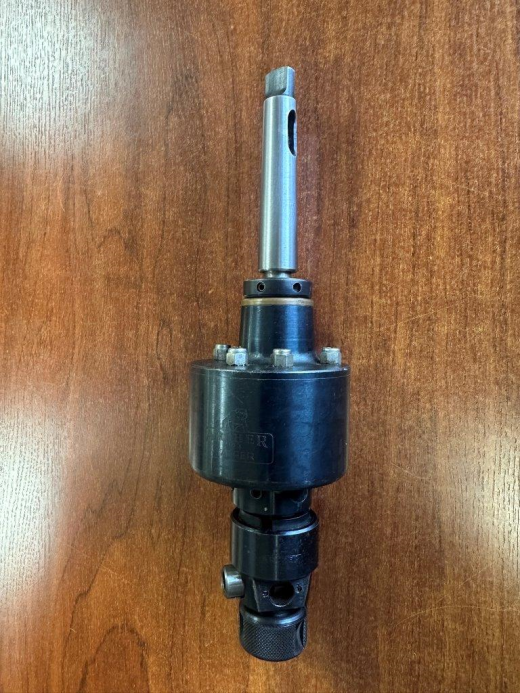 Used Archer no.1 Tapping head. 1 morse taper (with a 1MT to 2MT Sleeve), Capacity 6BA to 1/4`or M3 t