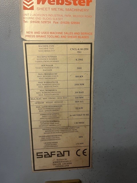 SAFAN 2.5 metre brake press 

Good working condition

3-Phase 440V

As per photographs

£5,0