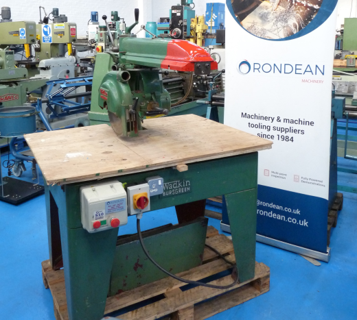 Wadkin

Type	
14 BRA radial arm cross cut saw

Features	
Swivel & Tilting Head

Blade size	
