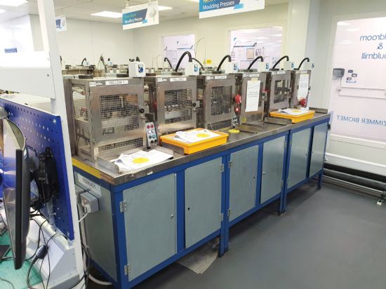 370 x 200mm bed, 
some with heated top & bottom platen, 
shared control per twin press on bench