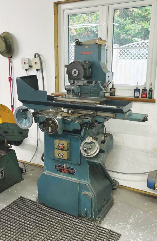 18in x 6in mag chuck, 
power elevation to head, 
incremental longitudinal & down feed, 
lo-volt l