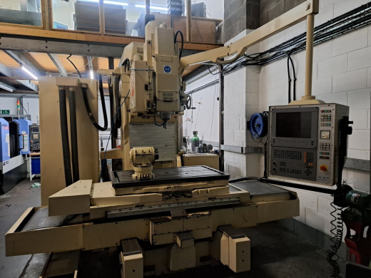 Used Boko WF3 4-Axis CNC Bed Milling Machine, Heidenhain TNC430 Control, right angle head, Table 800