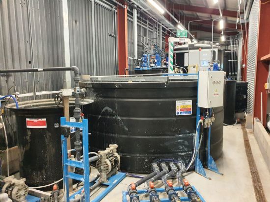 Various plastic tanks to 2,400mm dia x 2,450mm H, 
mixers, 
clarifier, 
belt conveyor system, 
p