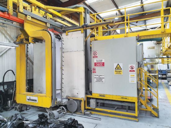 52 hangar load / unload stations, overhead conveyor fed. 11 tank automatic paint pre-treatment, 10,3